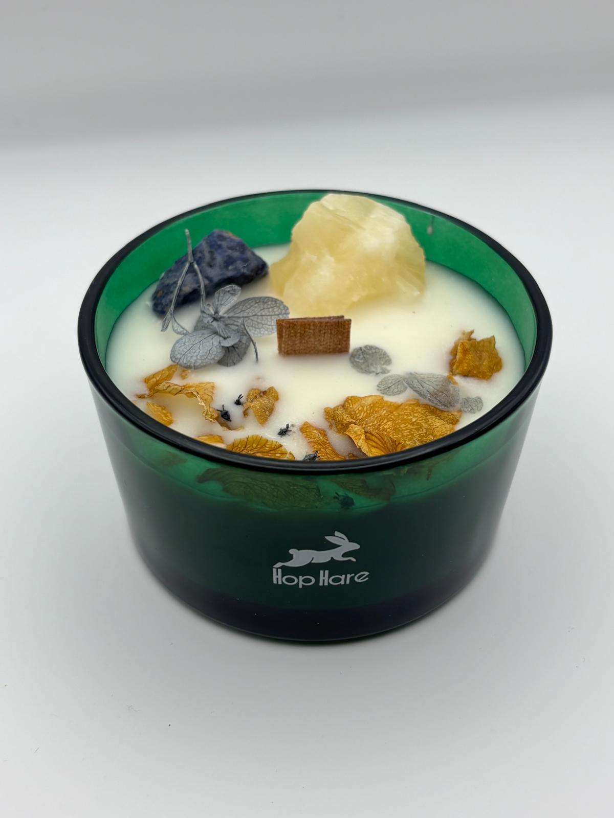 Candele Hop Hare con Fiori e Cristalli - Il Sole