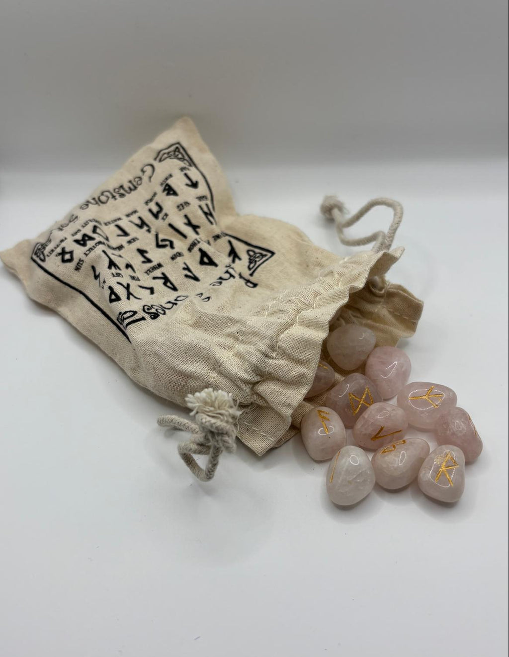 Rune Indiane con Sacca - Quarzo Rosa