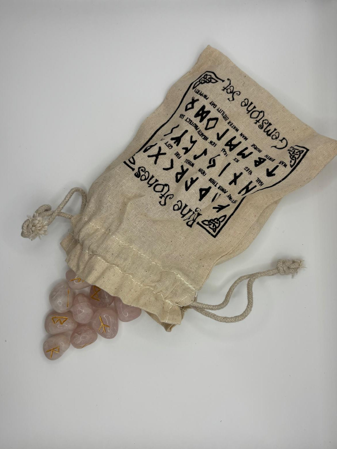 Rune Indiane con Sacca - Quarzo Rosa