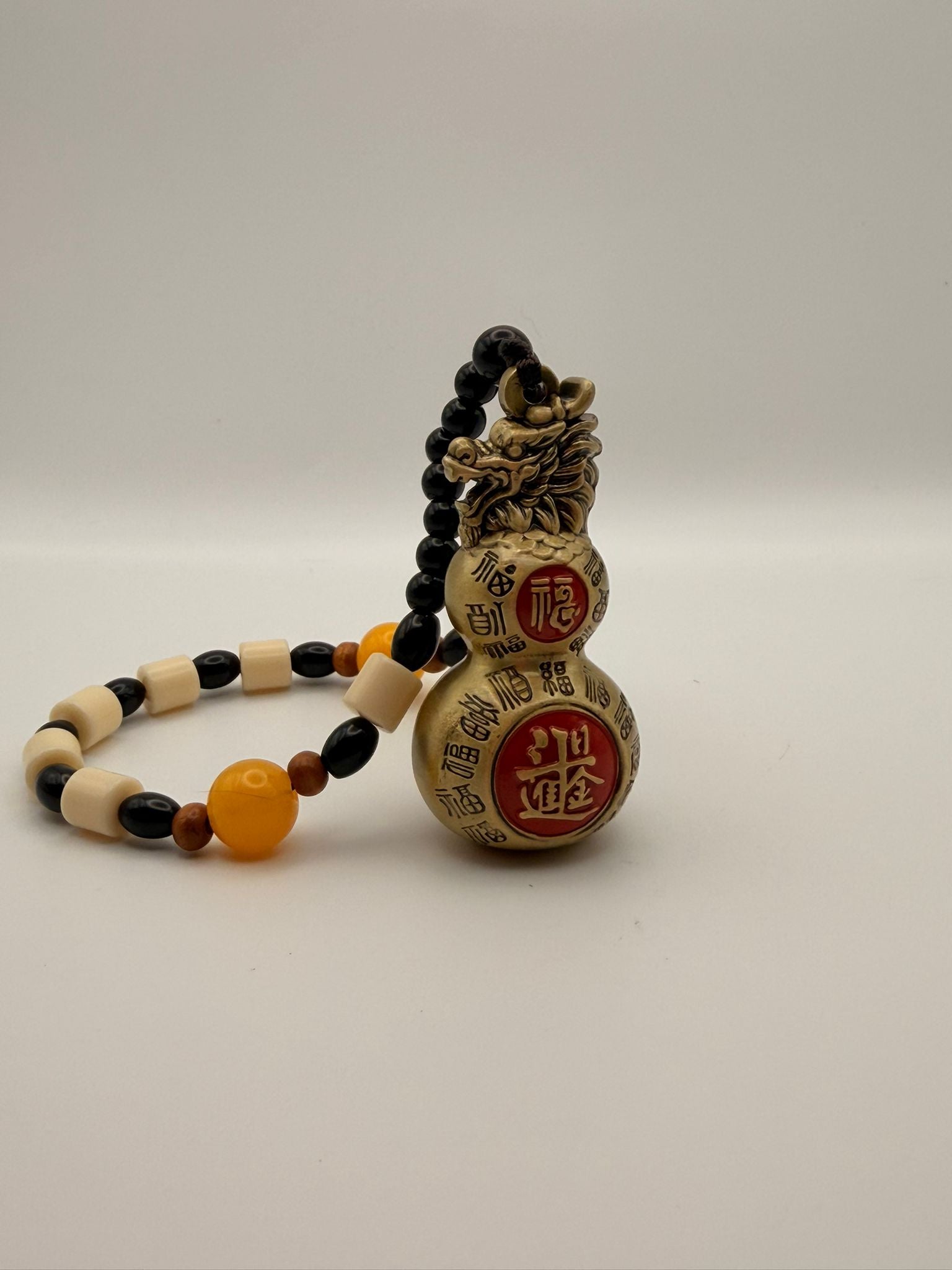 Pendente Feng Shui Wu Lou con Drago in Ottone – Salute e Protezione
